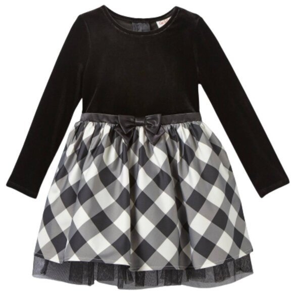 Toddler Girls' Plaid Velour Long Sleeve Dress - Cat & Jack - Picture 1 of 6